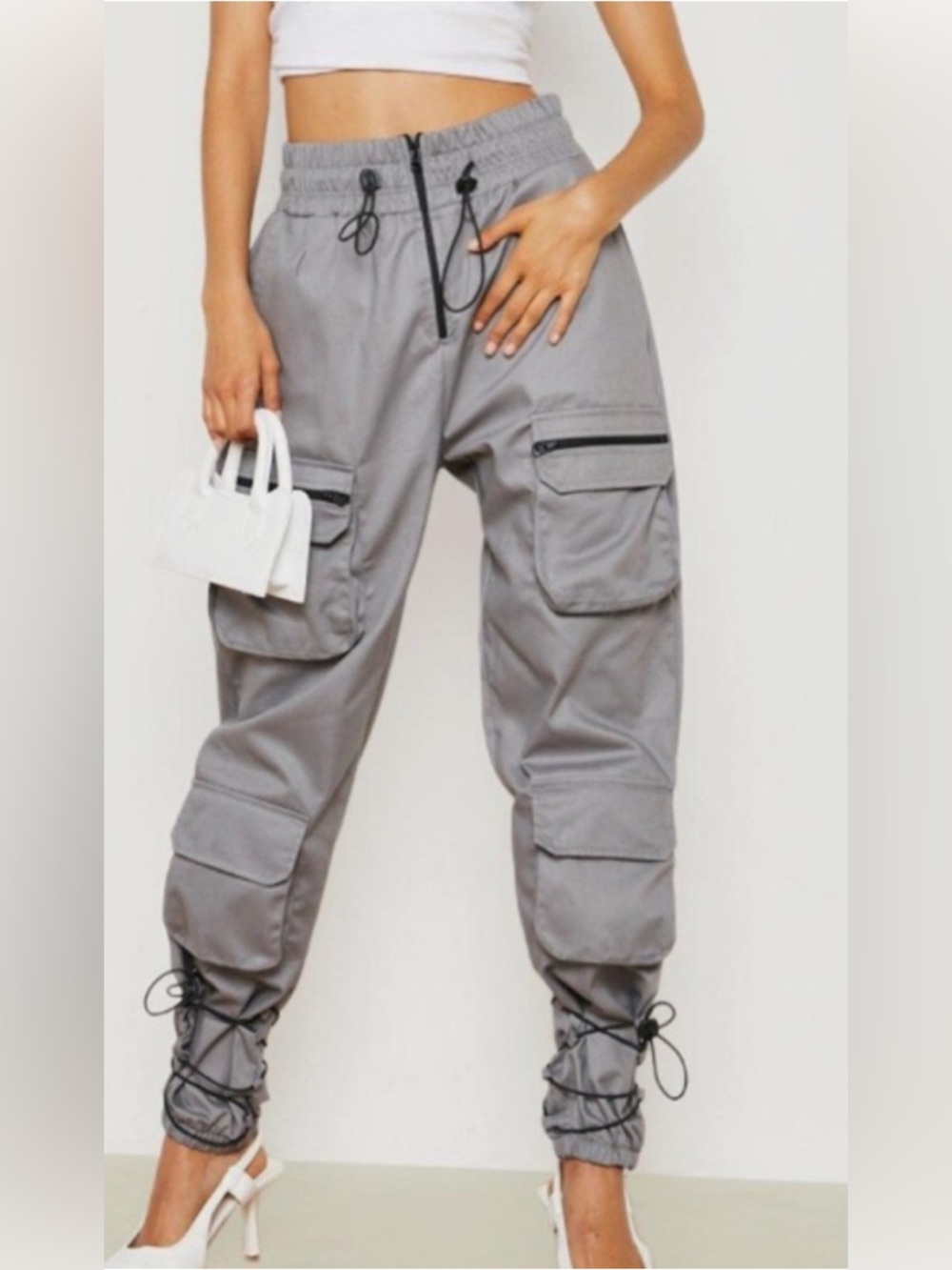 Boohoo Olive Green Cargo Jogger Pants